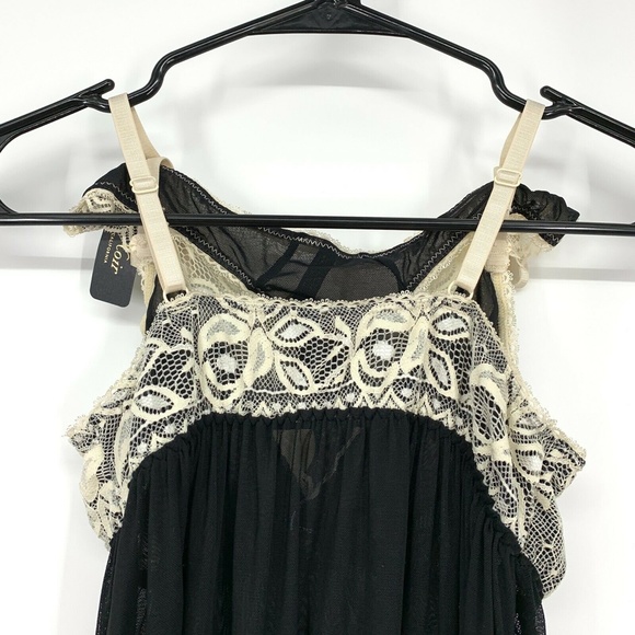 Tart Noir Lingerie Babydoll Chemise Womens Small Black Beige Lace Panties NWT - Picture 6 of 8